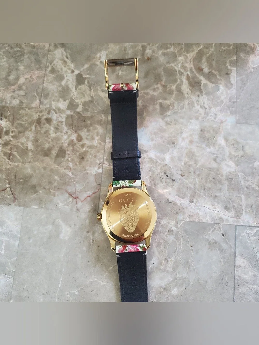 Gucci Stainless Steel Calfskin 38mm G-Timeless Floral Quartz Watch Gold Ivory